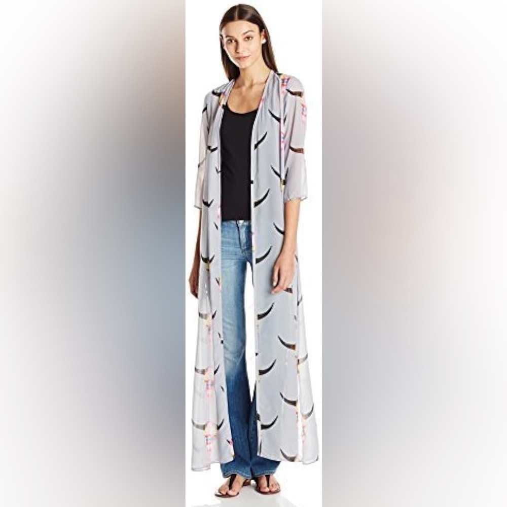 Show Me Your Mumu Bull Sheer Kimono White Small NWT